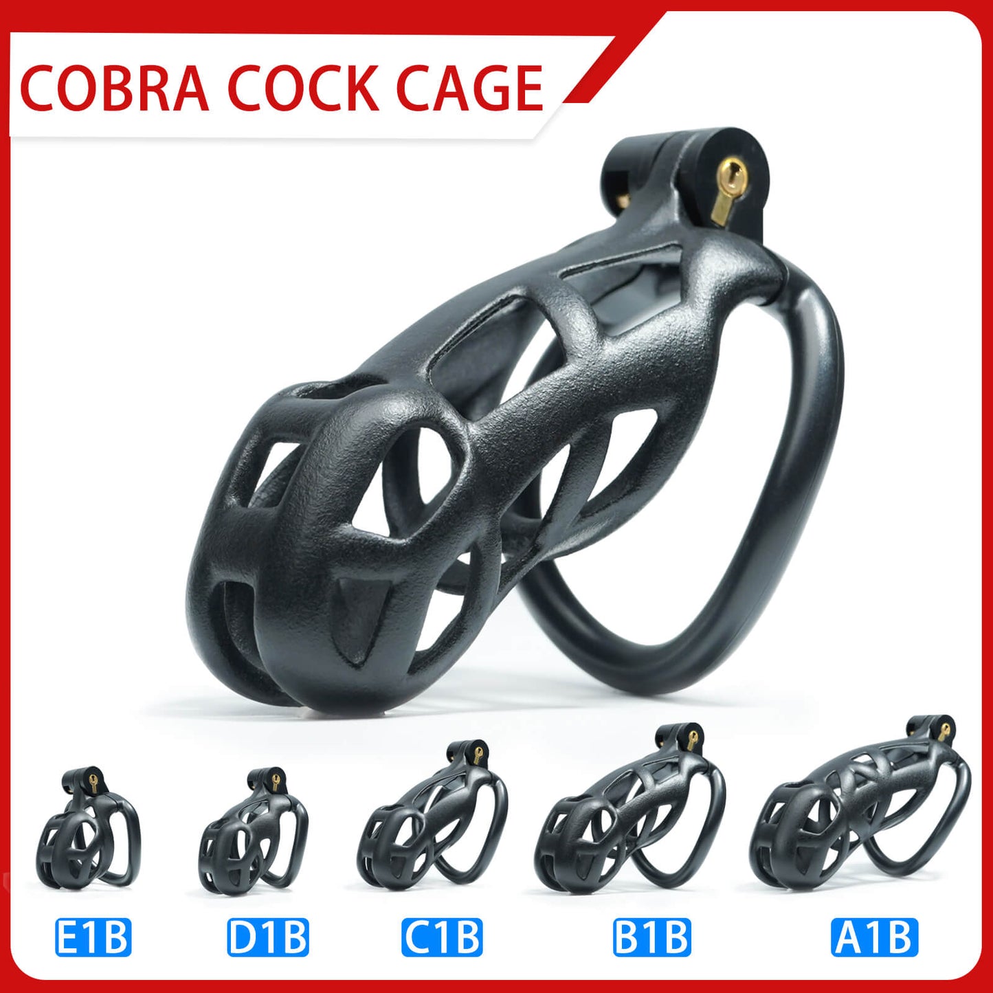 Schwarzes Cobra-Keuschheitskäfig-Set, 4,5 bis 10,5 cm lang