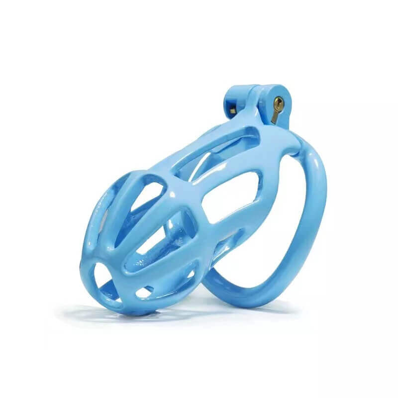 Kit de cage de chasteté Cobra à rayures bleues de 1,77 à 4,13 pouces de long