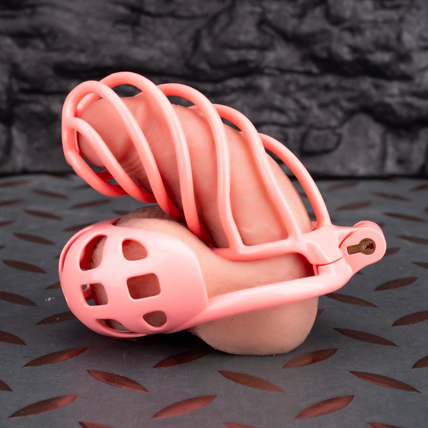 Pink Custom Chastity Cage with Balls Design