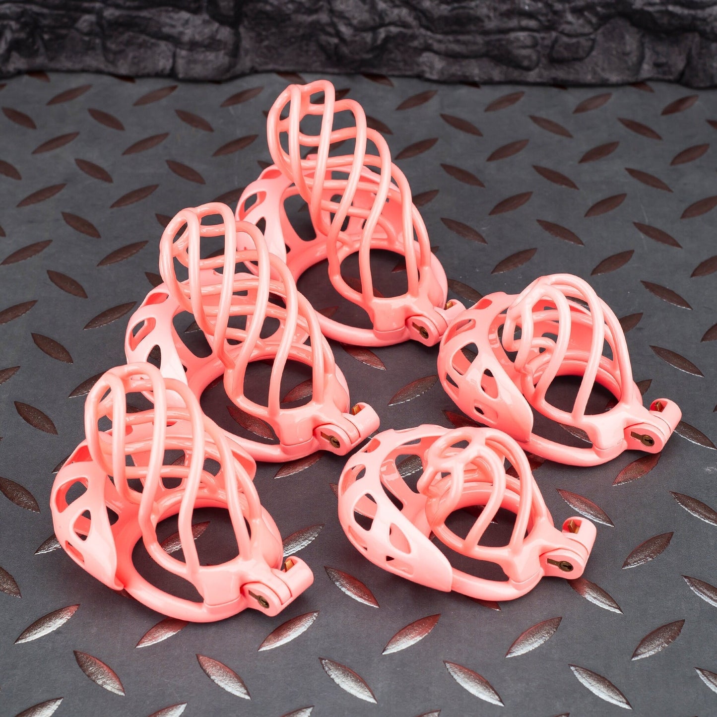 Pink Custom Chastity Cage with Balls Design