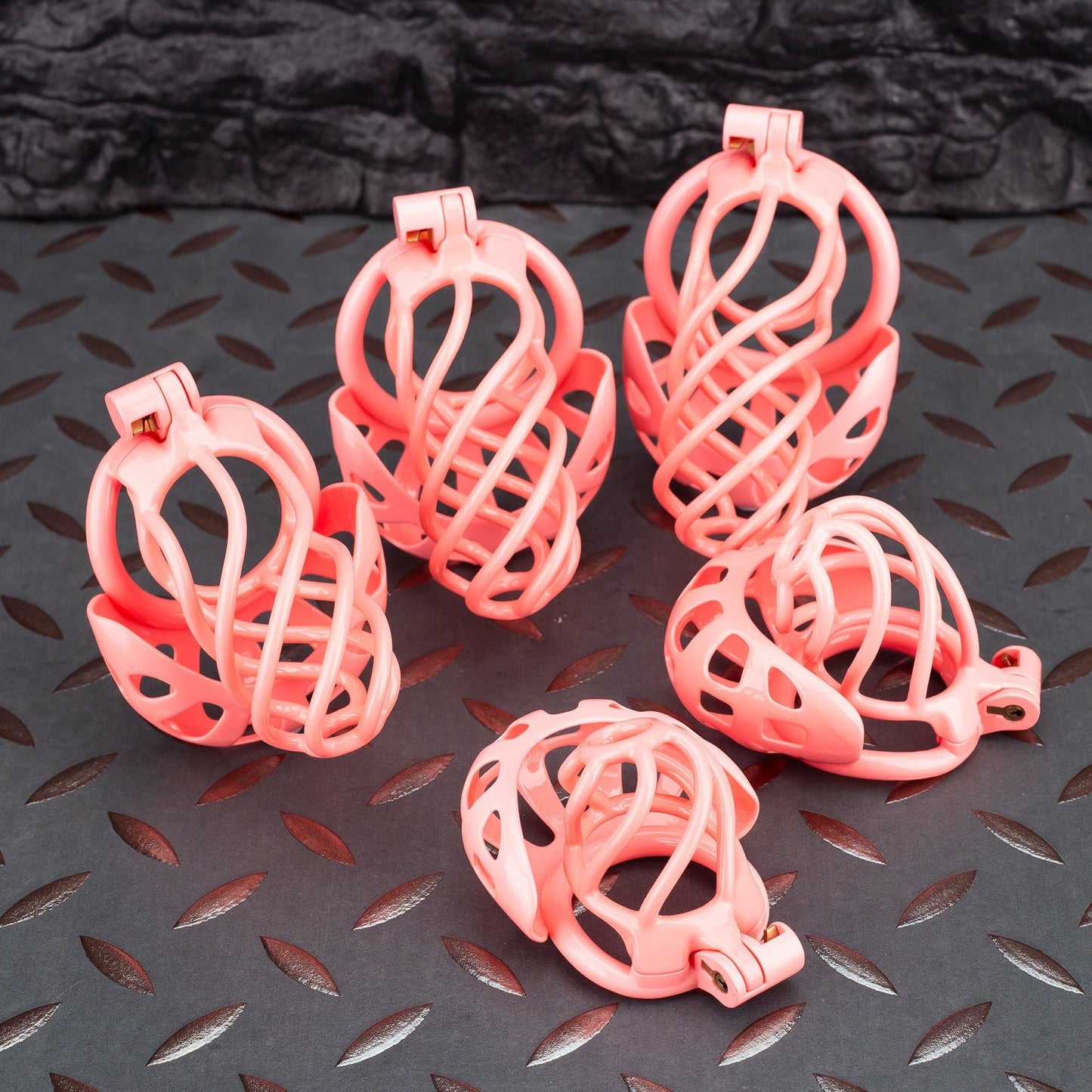 Pink Custom Chastity Cage with Balls Design