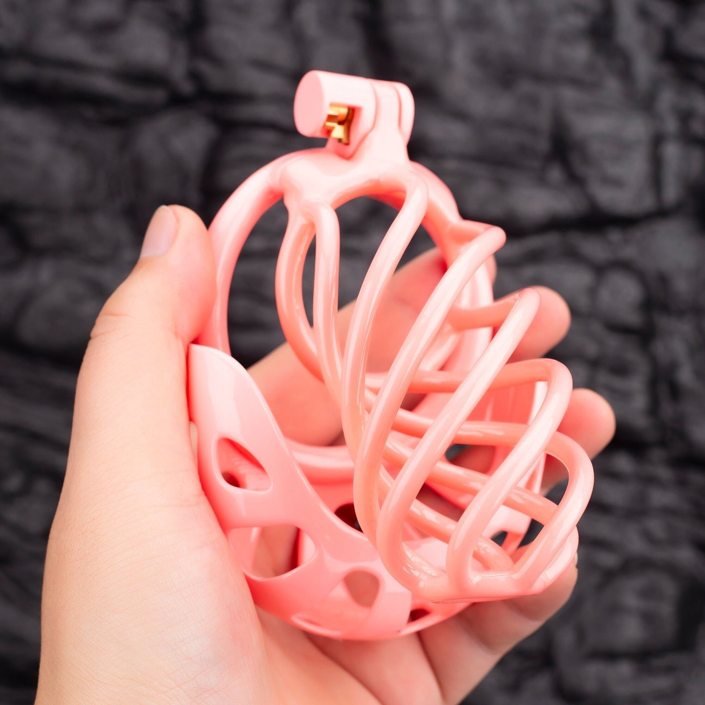 Pink Custom Chastity Cage with Balls Design