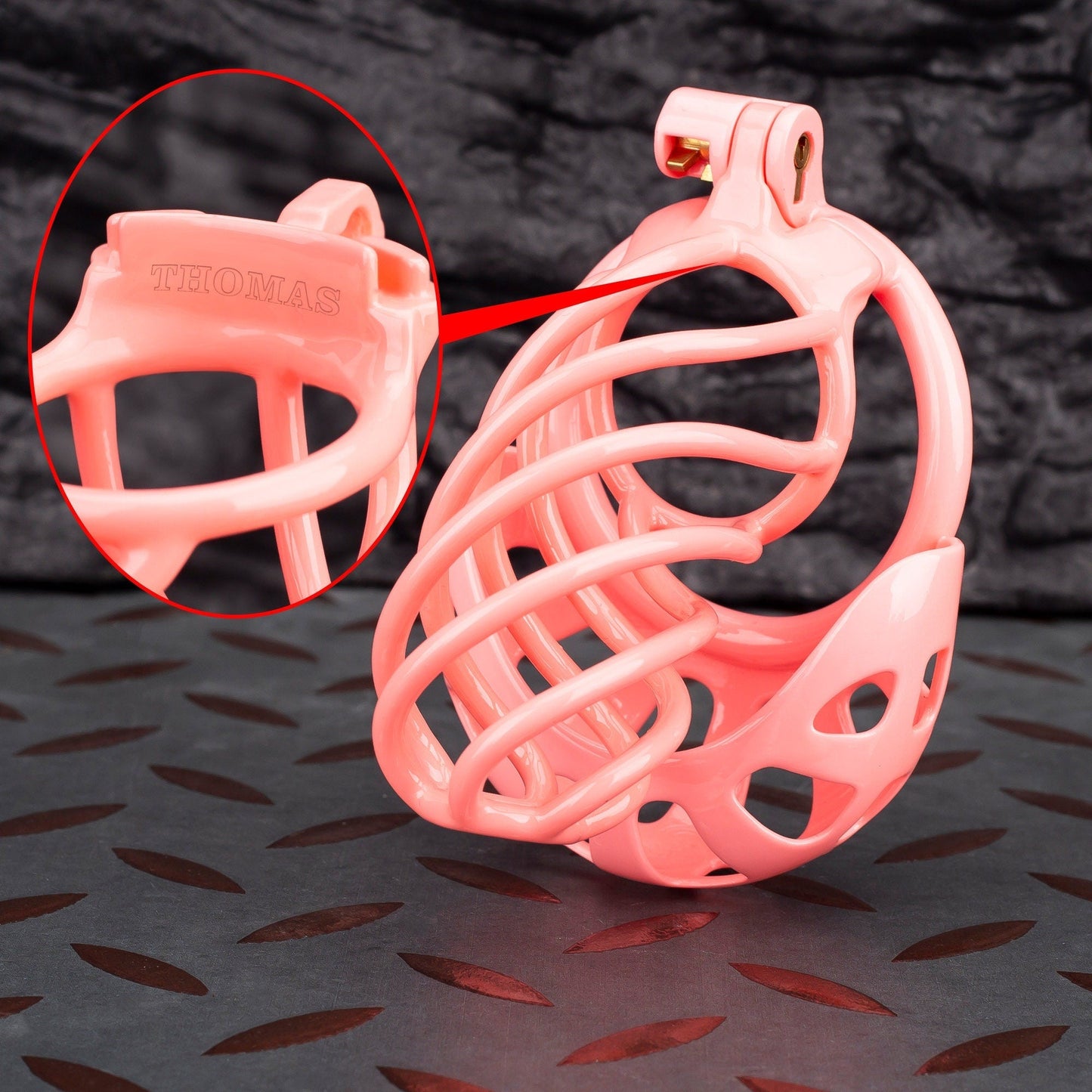 Pink Custom Chastity Cage with Balls Design