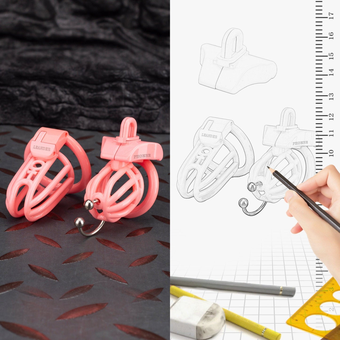 Pink 3D Printed Custom Cock Cage