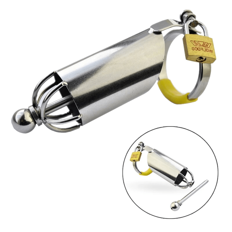 Cage de chasteté en métal de 4 pouces de long