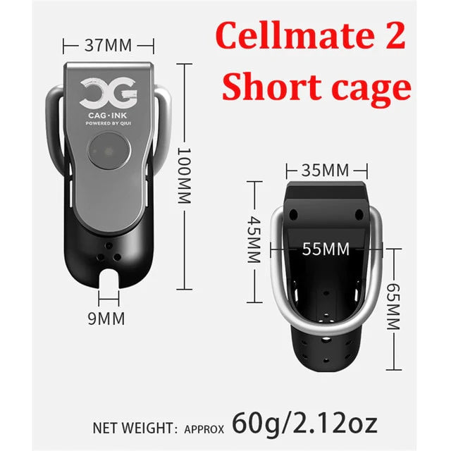 Cage à pénis à choc électrique QIUI Cellmate 2 avec télécommande APP