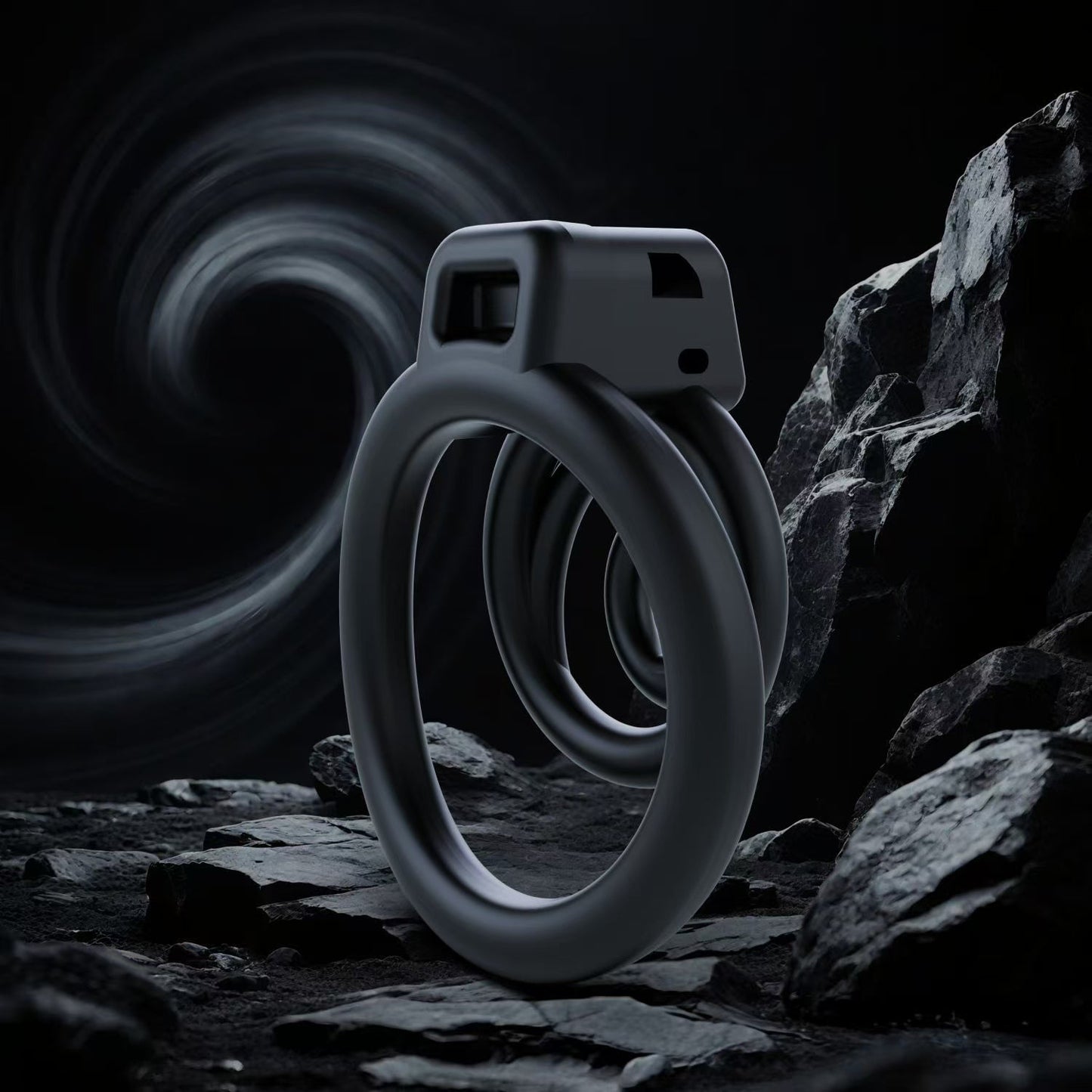 3D Black Whirlwind Chastity Device