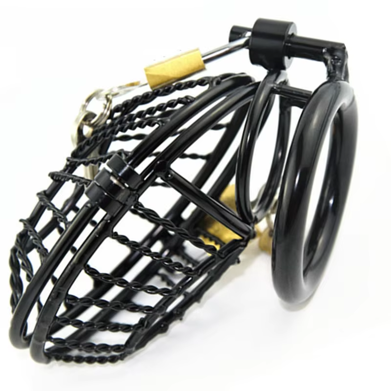 Black Mesh Metal Male Chastity Cage