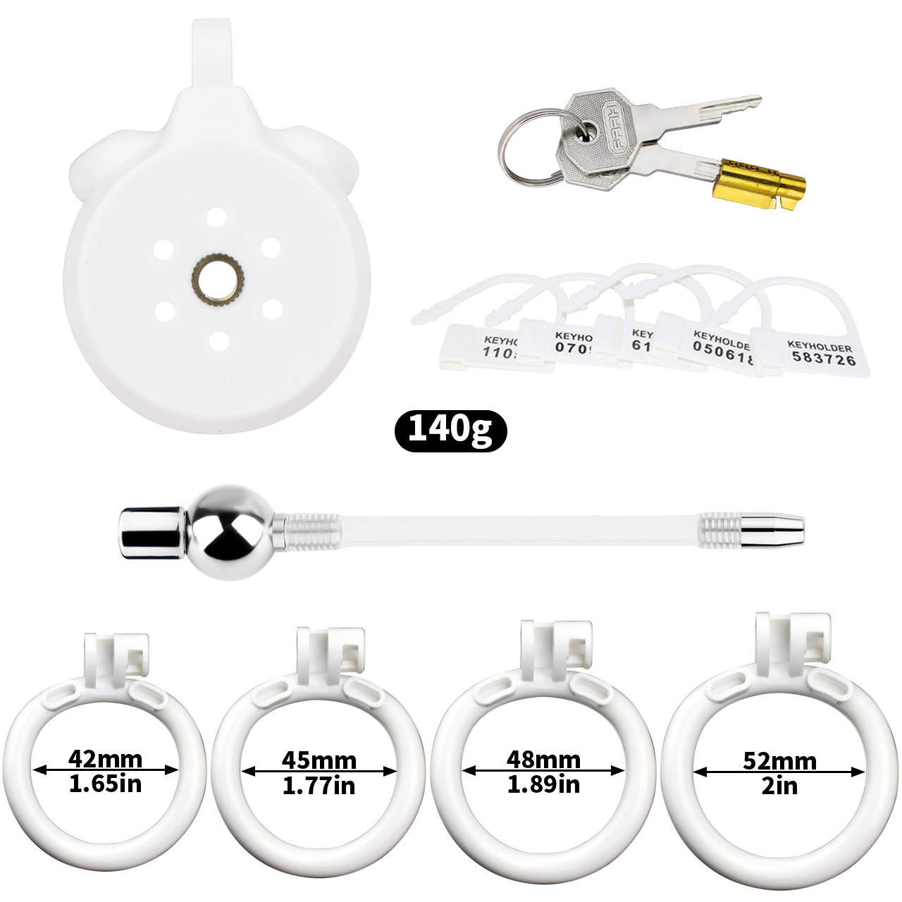 Flat Chastity Cage with Detchable Ball Catheter- 22