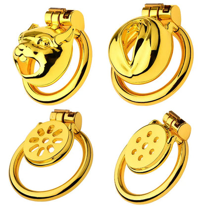 Golden Flat Metal Chastity Device
