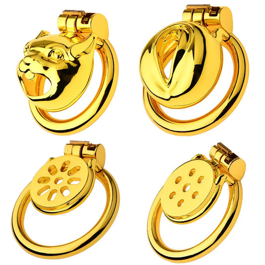 Golden Flat Metal Chastity Device
