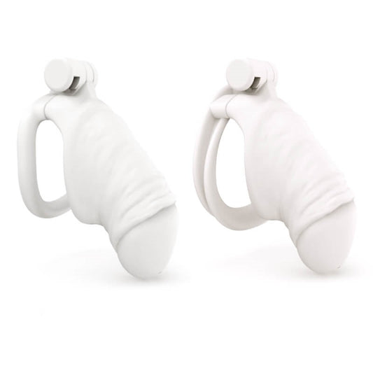 Men's Simulated Penis White Chastity Cage