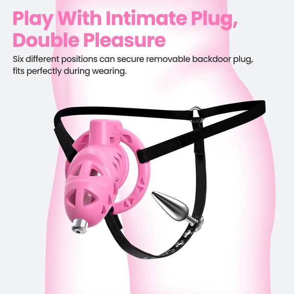 Pink Rattler Chastity Cage with Anal Plug – cellmateshop