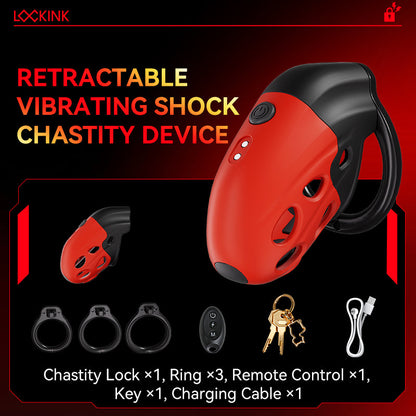 Lockink APP-Controlled Retractable Estim Chastity Cage with Vibrating & Shocking