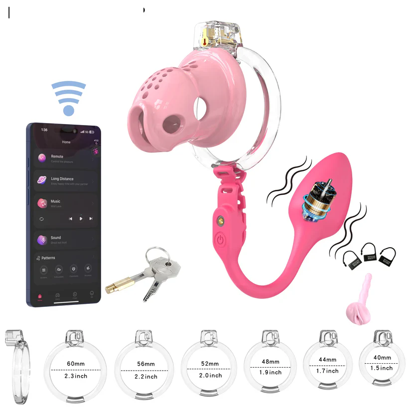 Silicone Chastity Cage with App Remote Control Anal Plug 