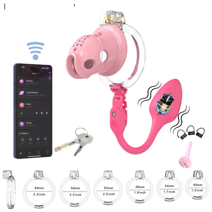 Silicone Chastity Cage with App Remote Control Anal Plug 