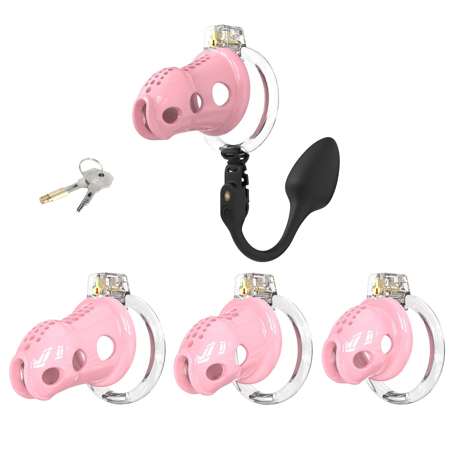 Silicone Chastity Cage with Vibrator Anal Plug