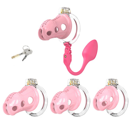 Silicone Chastity Cage with Vibrator Anal Plug