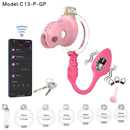 Silicone Chastity Cage with App Remote Control Anal Plug -M