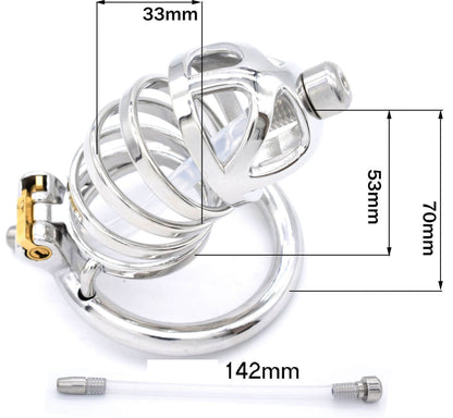 Cage de chasteté en acier inoxydable avec tube urétral